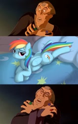Size: 605x960 | Tagged: safe, artist:skipsy, edit, character:rainbow dash, claude frollo, frollo, hunchback of notre dame