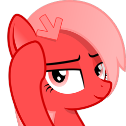 Size: 1420x1423 | Tagged: safe, artist:arifproject, oc, oc only, oc:downvote, species:earth pony, species:pony, derpibooru, derpibooru ponified, bust, hairclip, lidded eyes, looking at you, meme, meta, ponified, raised hoof, roll safe, simple background, solo, transparent background, vector