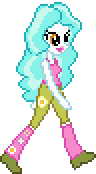 Size: 96x174 | Tagged: safe, artist:botchan-mlp, character:paisley, desktop ponies, my little pony:equestria girls, animated, background human, boots, female, flower, gif, high heel boots, pixel art, simple background, solo, sprite, transparent background, walking