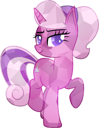 Size: 4667x6005 | Tagged: safe, artist:illumnious, oc, oc only, oc:flares midnight, species:crystal pony, species:pony, species:unicorn, absurd resolution, crystallized, female, lidded eyes, mare, raised hoof, raised leg, simple background, smiling, solo, transparent background, vector