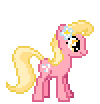 Size: 100x104 | Tagged: safe, artist:botchan-mlp, character:lily, character:lily valley, species:earth pony, species:pony, animated, blinking, cute, female, flower, flower in hair, gif, lilybetes, mare, pixel art, simple background, solo, transparent background