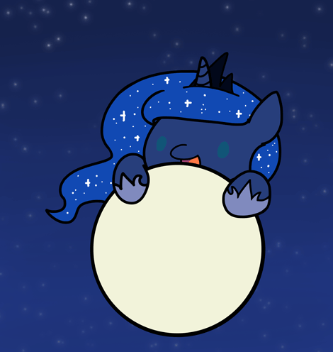Size: 470x496 | Tagged: safe, artist:flutterluv, character:princess luna, species:alicorn, species:pony, series:flutterluv's full moon, animated, chibi, crown, cute, female, floppy ears, full moon, gif, happy, hoofprints, jewelry, lunabetes, moon, night, regalia, sad, solo, stars, tangible heavenly object
