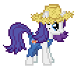 Size: 106x96 | Tagged: safe, artist:botchan-mlp, character:rarity, species:pony, species:unicorn, animated, blinking, clothing, female, gif, hat, mare, pixel art, rarihick, simple background, solo, straw hat, transparent background