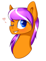 Size: 1108x1440 | Tagged: safe, artist:despotshy, oc, oc only, oc:digidrop, species:pegasus, species:pony, bust, colored pupils, female, mare, one eye closed, portrait, simple background, solo, transparent background, wink