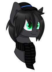 Size: 1030x1440 | Tagged: safe, artist:despotshy, oc, oc only, oc:grayhoof, species:pony, bust, clothing, colored pupils, hat, male, portrait, scarf, simple background, solo, transparent background