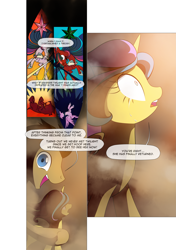 Size: 3541x5016 | Tagged: safe, artist:gashiboka, character:doctor whooves, character:princess gold lily, character:time turner, character:twilight sparkle, character:twilight sparkle (alicorn), species:alicorn, species:earth pony, species:pony, comic:recall the time of no return, absurd resolution, comic, crying, female, grimdark series, it's beautiful, mare, stained glass
