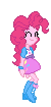 Size: 100x210 | Tagged: safe, artist:botchan-mlp, character:pinkie pie, desktop ponies, my little pony:equestria girls, animated, balloon, boots, bouncing, bracelet, clothing, cute, diapinkes, eyes closed, female, gif, high heel boots, jewelry, loop, pixel art, simple background, skipping, skirt, solo, sprite, transparent background, walk cycle