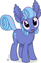 Size: 1865x2871 | Tagged: safe, artist:arifproject, oc, oc only, oc:sapphire lollipop, species:earth pony, species:pony, chest fluff, cute, cutie mark, ear fluff, impossibly large ears, looking at you, open mouth, simple background, smiling, solo, transparent background, vector