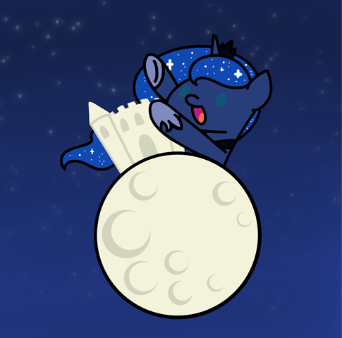 Size: 485x480 | Tagged: safe, artist:flutterluv, character:princess luna, species:alicorn, species:pony, series:flutterluv's full moon, animated, chibi, cute, female, full moon, gif, lunabetes, moon, sandcastle, smiling, solo, tangible heavenly object