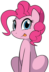 Size: 1280x1877 | Tagged: safe, artist:furrgroup, character:pinkie pie, species:earth pony, species:pony, cute, diapinkes, female, mare, simple background, sitting, smiling, solo, tongue out, white background