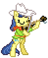 Size: 98x118 | Tagged: safe, artist:botchan-mlp, character:fiddlesticks, species:pony, desktop ponies, animated, apple family member, bipedal, female, fiddle, gif, musical instrument, pixel art, playing, simple background, solo, sprite, transparent background
