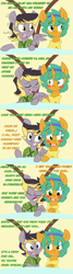 Size: 2000x7500 | Tagged: safe, artist:kryptchild, character:snails, oc, oc:aero, parent:derpy hooves, parent:oc:warden, parents:canon x oc, parents:warderp, species:pegasus, species:pony, comic:when aero met glitter, :o, absurd resolution, aeroshell, alternate hairstyle, ask glitter shell, blushing, canon x oc, clothing, colt, comic, crush, cute, date, female, glitter shell, headband, hoodie, male, nervous, offspring, open mouth, scarf, scooch, shipping, slide, straight, sugarcube corner, trans female, transgender, tumblr