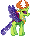 Size: 102x122 | Tagged: safe, artist:botchan-mlp, character:thorax, species:changeling, species:reformed changeling, desktop ponies, animated, cute, gif, male, pixel art, simple background, solo, spread wings, sprite, standing, thorabetes, transparent background, wings