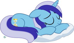 Size: 2999x1754 | Tagged: safe, artist:arifproject, character:minuette, species:pony, species:unicorn, cloud, cute, female, mare, minubetes, pillow, prone, simple background, sleeping, smiling, solo, transparent background