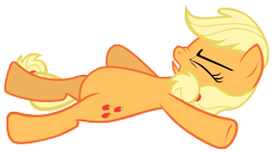Size: 12500x7000 | Tagged: safe, artist:tardifice, character:applejack, species:earth pony, species:pony, episode:buckball season, g4, my little pony: friendship is magic, absurd resolution, belly, eyes closed, featureless crotch, female, mare, on back, simple background, solo, transparent background, vector