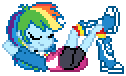Size: 126x76 | Tagged: safe, artist:botchan-mlp, character:rainbow dash, my little pony:equestria girls, animated, boots, chillaxing, clothing, cute, dashabetes, eyes closed, female, gif, pixel art, simple background, skirt, socks, solo, sprite, striped socks, transparent background