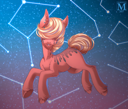 Size: 1200x1028 | Tagged: safe, artist:margony, oc, oc only, oc:starry sky, species:pony, commission, constellation, female, mare, smiling, solo, stars, ych result