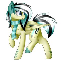 Size: 1476x1440 | Tagged: safe, artist:despotshy, oc, oc only, oc:preacantatio besstede, species:pegasus, species:pony, clothing, female, mare, raised hoof, scarf, simple background, solo, transparent background, walking