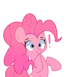 Size: 850x1000 | Tagged: safe, artist:turtlefarminguy, character:pinkie pie, species:earth pony, species:pony, exclamation point, female, mare, rearing, simple background, solo, transparent background