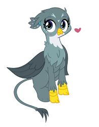 Size: 1100x1400 | Tagged: safe, artist:turtlefarminguy, character:gabby, species:griffon, blushing, cute, female, gabbybetes, heart, simple background, sitting, solo, transparent background