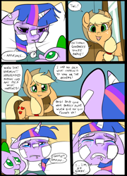 Size: 696x965 | Tagged: safe, artist:metal-kitty, character:applejack, character:spike, character:twilight sparkle, species:dragon, species:pony, comic:mlp project, bandage, bed, blanket, comic, crying, depressing, grimdark series, hospital, pain, pillow, sad, simple background, window