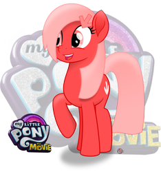 Size: 1505x1611 | Tagged: safe, artist:arifproject, oc, oc only, oc:downvote, species:pony, derpibooru, derpibooru ponified, my little pony: the movie (2017), hairclip, inkscape, meta, movie accurate, movie designs, my little pony, my little pony logo, my little pony: the movie logo, ponified, raised hoof, simple background, smiling, solo, style emulation, transparent background, vector