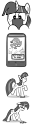 Size: 1085x4097 | Tagged: safe, artist:gsphere, character:twilight sparkle, android, broken, cellphone, comic, crying, fail, horse problems, my little pony logo, needs more jpeg, phone, reality ensues, smartphone, smashing