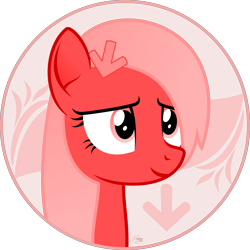 Size: 2200x2200 | Tagged: safe, artist:arifproject, oc, oc only, oc:downvote, species:pony, derpibooru, derpibooru ponified, arif's circle vector, bust, circle, downvote's downvotes, meta, ponified, simple background, smiling, solo, transparent background, vector