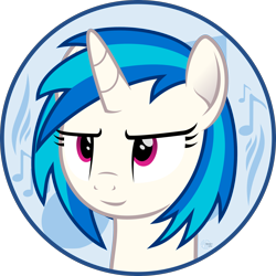 Size: 2200x2200 | Tagged: safe, artist:arifproject, character:dj pon-3, character:vinyl scratch, species:pony, species:unicorn, arif's circle vector, bust, circle, female, mare, portrait, simple background, smiling, solo, transparent background, vector