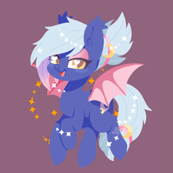 Size: 2327x2327 | Tagged: safe, artist:snow angel, oc, oc only, oc:moon sugar, species:bat pony, species:pony, chibi, female, heart eyes, mare, simple background, solo, wingding eyes