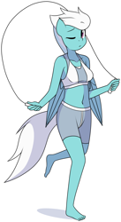 Size: 1984x3616 | Tagged: safe, artist:furrgroup, character:fleetfoot, species:anthro, species:pegasus, species:plantigrade anthro, species:pony, barefoot, clothing, feet, female, jump rope, mare, solo, sports bra, sports shorts, tank top