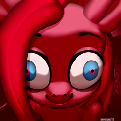 Size: 2000x2000 | Tagged: safe, artist:meowcephei, character:pinkamena diane pie, character:pinkie pie, species:earth pony, species:pony, close-up, creepy, female, looking at you, mare, solo