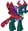 Size: 98x110 | Tagged: safe, artist:botchan-mlp, character:pharynx, character:prince pharynx, species:changeling, species:reformed changeling, desktop ponies, episode:to change a changeling, g4, my little pony: friendship is magic, animated, blinking, cute, gif, male, pharybetes, pixel art, simple background, solo, spread wings, sprite, standing, transparent background, wings