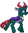 Size: 98x116 | Tagged: safe, artist:botchan-mlp, character:pharynx, character:prince pharynx, species:changeling, species:reformed changeling, desktop ponies, episode:to change a changeling, g4, my little pony: friendship is magic, animated, cute, gif, male, pharybetes, pixel art, simple background, solo, sprite, transparent background, trotting, walking