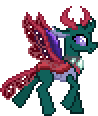 Size: 98x116 | Tagged: safe, artist:botchan-mlp, character:pharynx, character:prince pharynx, species:changeling, species:reformed changeling, desktop ponies, episode:to change a changeling, g4, my little pony: friendship is magic, animated, cute, gif, male, pharybetes, pixel art, simple background, solo, spread wings, sprite, transparent background, trotting, walking, wings
