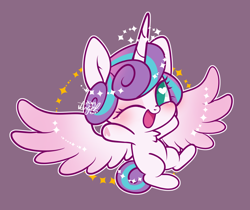 Size: 1200x1006 | Tagged: safe, artist:snow angel, character:princess flurry heart, species:alicorn, species:pony, chest fluff, cute, female, filly, flurrybetes, heart, heart eyes, hoof heart, looking at you, one eye closed, pink background, simple background, solo, weapons-grade cute, wingding eyes, wink