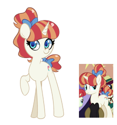Size: 1500x1600 | Tagged: safe, artist:turtlefarminguy, character:booth barker, character:cherry cola, character:rainberry, character:rainbow stars, species:pony, species:unicorn, bow, male, picture in picture, raised hoof, simple background, solo, tail bow, transparent background