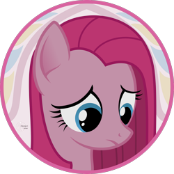 Size: 2000x2000 | Tagged: safe, artist:arifproject, character:pinkamena diane pie, character:pinkie pie, species:earth pony, species:pony, arif's circle vector, bust, circle, female, frown, portrait, sad, semi-transparent, simple background, solo, transparent background, vector