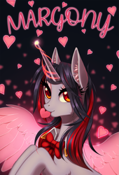 Size: 815x1200 | Tagged: safe, artist:margony, oc, oc only, oc:flydry, species:pony, female, heart, looking at you, mare, smiling, solo