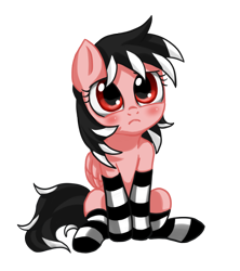 Size: 1500x1693 | Tagged: safe, artist:mrs1989, oc, oc only, species:pegasus, species:pony, clothing, female, mare, simple background, sitting, socks, solo, striped socks, transparent background