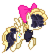 Size: 96x108 | Tagged: safe, artist:botchan-mlp, character:songbird serenade, species:pony, desktop ponies, my little pony: the movie (2017), animated, bow, cute, female, flying, hair bow, hair over eyes, mare, pixel art, simple background, solo, songbetes, sprite, transparent background