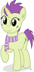Size: 1400x2884 | Tagged: safe, artist:arifproject, oc, oc only, oc:sky spark, species:pony, species:unicorn, 2018 community collab, derpibooru community collaboration, accessory, clothing, cutie mark, female, horn, mare, scarf, short hair, short tail, signature, simple background, solo, spiky hair, telescope, transparent background, vector