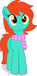 Size: 1400x2903 | Tagged: safe, artist:arifproject, oc, oc only, oc:sparkle meadows, species:earth pony, species:pony, 2018 community collab, derpibooru community collaboration, clothing, female, looking at you, mare, scarf, simple background, standing, transparent background, vector