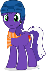 Size: 1800x2770 | Tagged: safe, artist:arifproject, oc, oc only, oc:proudy hooves, species:earth pony, species:pony, 2018 community collab, derpibooru community collaboration, clothing, helmet, hockey helmet, male, scarf, simple background, stallion, transparent background, vector