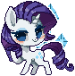 Size: 84x85 | Tagged: safe, artist:snow angel, character:rarity, species:pony, species:unicorn, chibi, cute, fabulous, female, horn, mare, pixelated, raribetes, simple background, solo, transparent background