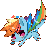 Size: 97x97 | Tagged: safe, artist:snow angel, character:rainbow dash, species:pegasus, species:pony, chibi, female, flying, mare, pixelated, simple background, solo, transparent background