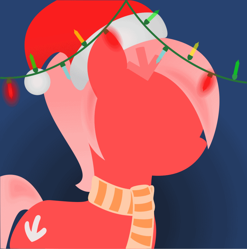 Size: 795x800 | Tagged: safe, artist:arifproject, oc, oc only, oc:downvote, species:earth pony, species:pony, derpibooru, derpibooru ponified, animated, arif's christmas pones, christmas, christmas lights, clothing, cutie mark, female, gif, hat, holiday, inkscape, lineless, mare, meta, minimalist, modern art, photoscape, ponified, santa hat, scarf, solo, vector