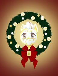 Size: 2550x3300 | Tagged: safe, artist:flutterluv, character:grand pear, species:earth pony, species:pony, bust, christmas wreath, male, portrait, solo, stallion, wreath