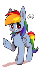 Size: 850x1500 | Tagged: safe, artist:joycall6, character:rainbow dash, species:pegasus, species:pony, cute, dashabetes, dialogue, female, korean, mare, multicolored hair, raised hoof, simple background, smiling, solo, speech bubble