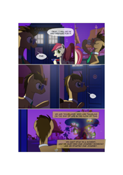 Size: 3541x5016 | Tagged: safe, artist:gashiboka, character:doctor whooves, character:roseluck, character:time turner, species:pony, comic:recall the time of no return, 3d glasses, comic, doctor who, golden oaks library, grimdark series, ponyville, tardis